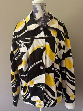 Vintage Annabelle Black, White & Yellow Graphic Jacket